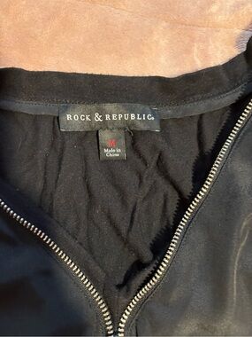 Rock & Republic Black Bomber Jacket with Silver Zipper